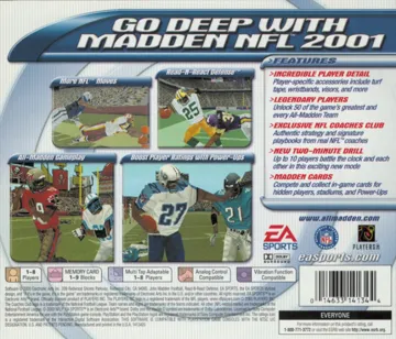 Madden NFL 2001 (US) box cover back